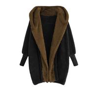 Cocila Women's Winter Casual Warm Plush Jacket With Color Blocked Double For Daily Use Cappotto Lungo Imbottito (Coffee S) Cappotto Donna Leggero Piumino Donna Blauer Ultra Leggero Giubbino