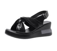 Cocila Woven Strappy Slingback Sandalidonna Scarpe Da Donna Con Sandali, Nuove Singole Estive Punta, Di Pesce, In Morbida Pelle Rialzo Sandalo Elegante (Black, 36) Sandali Memory Foam Zeppa