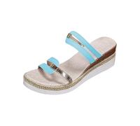 Cocila Zeppa Donna Estiva Summer Casual Comfortable Buckle Strap Thick Bottom Rome Slope Heel Slippers (Sky Blue 36) sandali donna bassi Sandali Sportivi Marroni Pianta Larga Sandalo Elegante