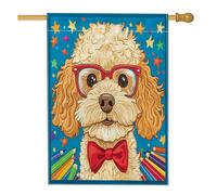 Cockapoo Matite Cane Casa Bandiera 71,1 x 101,2 cm Doppio Lato per Esterno Decorativo, Divertente Ritorno a Scuola Cucciolo FrontYard Tela Home Flag, Pet Class Outdoor Pattern Backyard Lawn Flag