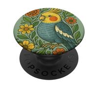 Cockatiel con fiori selvatici Simpatico amante degli uccelli ispirato alla natura PopSockets PopGrip Adesivo
