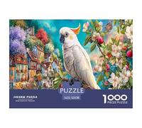 Cockatoo Village Educational Game Challenge Puzzle da 1000 pezzi per adulti - Pappagallo bianco in giardino Decompressione Divertente regalo per la casa 52x38 cm/1000 pezzi