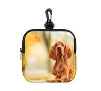 Cocker Spaniel Autumn Park Brown Spaniel Dogs,Borsa portaoggetti quadrata con cerniera, portamonete in neoprene, portafogli piccoli, astuccio per monete, portamonete
