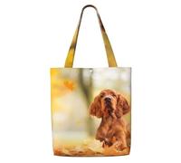 Cocker Spaniel Autumn Park Brown Spaniel Dogs,Borse della spesa riutilizzabili, borse per la spesa, borsa a tracolla in tela di grande capacità
