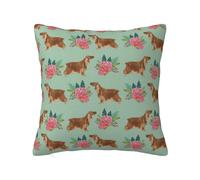 Cocker Spaniel Bouquet floreale Cocker Spaniel Cani Design Menta,Stampa fronte-retro, federa con cerniera nascosta, federa decorativa per cuscino, federa morbida in poliestere 40x40 cm