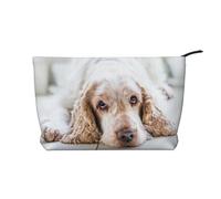 Cocker Spaniel Brown Spaniel Cani Tristi Cani Animali Domestici, Borsa per cosmetici in velluto a coste Borsa per il trucco Borsa da viaggio portatile