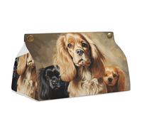 Cocker Spaniel - Contenitore per fazzoletti in pelle PU, moderno, elegante e di fascia alta, organizer per carta facciale, per bagno, piano di lavoro, comodini, scrivania