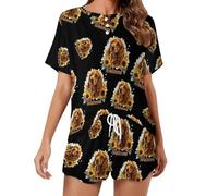 Cocker Spaniel Girasole Divertente Cane Delle Donne Pigiama Set Camicia A Maniche Corte E Pantaloncini 2 Pezzi Loungewear Sleepwear, Stile:, S
