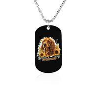 Cocker Spaniel Girasole Divertente Cane Memorial Collana Titanio Acciaio Rettangolo Tag Tag Catena Pendente Gioielli Regalo
