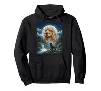 Cocker Spaniel Howling to The Moon Meme Funny Dog Lover Felpa con Cappuccio