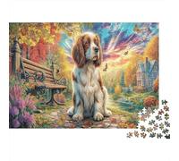 Cocker Spaniel in Autumn Park Premium Paper Dog on Bench in Autumn Park DIY Jigsaw Puzzle Mind Stimulating Stocking Filler 38x26cm/1000pcs