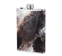 Cocker Spaniel inglese con pelo riccio bianco-brunastro,304 Fiaschetta in acciaio inossidabile da 8 once, fiaschetta tascabile per liquori piatta da esterno