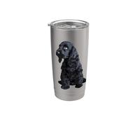 Cocker Spaniel Inglese Cucciolo Nero Bicchiere termico in acciaio inox doppia parete
