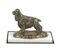 Cocker Spaniel Inglese - Figura Con Un Cane Su Marmo Bianco Art Dog DE
