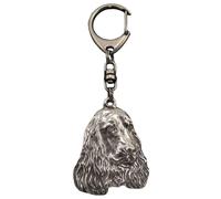 Art-Dog Portachiavi simpatico cane - Collezione esclusiva Portachiavi simpatico English Cocker Spaniel - Graziosi portachiavi placcati in argento con lucchetto da 2,5 cm - 5,1x4,1x9,7 cm