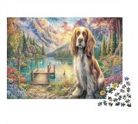 Cocker Spaniel Lago Montagna 1000 Pezzi Cane in Città Puzzle in Cartone Riciclato per Adulti Gioco Educativo Antistress Decorazione Murale Regalo Buone Idee 52x38cm