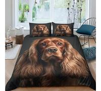 Cocker Spaniel Set Di Biancheria Da Letto Con Stampa Di 3D,Cane da caccia Copripiumino Con Cerniera 3 Pezzi,Incluso Copripiumino E Federe,Biancheria Da Letto Per Ragazzi E Ragazze doppio（200x200cm）