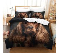 Cocker Spaniel Set Di Biancheria Da Letto Con Stampa Di 3D,Cane da caccia Copripiumino Con Cerniera 3 Pezzi,Incluso Copripiumino E Federe,Biancheria Da Letto Per Ragazzi E Ragazze Super re（260x220cm）