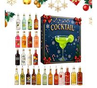 Cocktail Advent 2025-26x18x3cm Christmas Countdown Calendar - Set Of 2D Acrylic Decorations -24 Days Countdowns | For Home, Front Door, Office, Wall, Garden, Living Room, Holiday Party