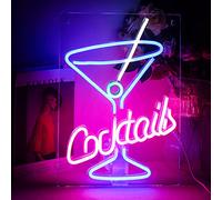 Cocktail Bar Insegna al Neon Calice Blu LED Segno Rosa Segni per Parete Martini Vetro Light Up Acrilico Luce da Parete per Pub Taverna Ristorante Decorazione Festa