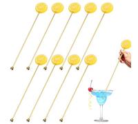 Cocktail Drink Stirrers - Premium Stainless Steel Lemon Beverage Stirring Sticks, Reusable Mixing Stirrer Set for Cocktails, Coffee, Juice & Beverages, Ideal for Home Bars, Restaurants