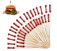 Cocktail Garnish Picks - Reusable Metal Drink Skewers | Stainless Steel Appetizer Toothpick Set with Decorative Tops, Food Serving Sticks for Fruit Cheese and Olive Decoration