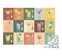 Cocktail Grid 1000 Pezzi Jigsaw Puzzle Recycled Drink Illustration Senior Puzzles Party Game Props Developing Children‘s Intelligence Educational Fun 70x50cm/1000pcs