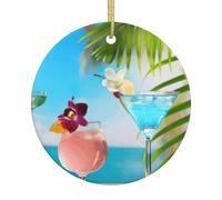 Cocktail tropicali Stampa Albero di Natale Hanging Decor Personalizzato Natale Ceramica Appeso Per Adulti Idee Decorazione di Vacanza