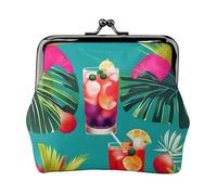 Cocktail tropicali stampato microfibra PU portafoglio in pelle bacio serratura mini sacchetto per rossetto chiave cambiamento organizzazione