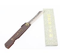 COCKTAIL7 Higonokami Coltello Tascabile Pieghevole Giapponese Edizione Limitata Aogami Manico Pelle grigio Nagao Kanekoma