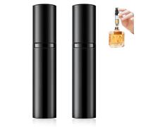 Coco Berming 2 Pezzi Atomizzatore di Profumo Ricaricabile, Flacone Spray Mini Portatile 5ml, Vaporizzatore da Viaggio per Borsetta Uomo Donna, Bottiglia Vuota Profumo (Nero x 2)