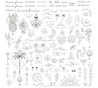 Coco Berming 3 Fogli Spiaggia Tatuaggi Temporanei, Tatuaggi Finti Nero, Tattoo Temporanei Semipermanenti con Scritte per Attività Quotidiane, Festività, Feste e Vacanze Mare (Nero)