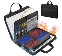 Coco Berming Documenti Ignifuga A4, Cartella per Conferenze Ignifuga e Impermeabile, 13 Tasche Portadocumenti con Manico ed Etichette per Documenti, Passaporto e Archivio