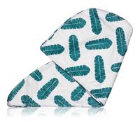 COCO & EVE Microfibre Towel Wrap 1pz Cuffie Leaf Print