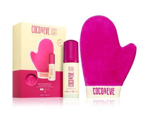 Coco & Eve Sunny Honey Ultimate Glow Travel Kit mousse autoabbronzante con guanto applicatore confezione da viaggio Medium 60 ml