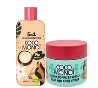 Coco Monoi Scrub Corpo e Capelli 2in1 - Idratante con Olio di Cocco e Olio di Tahiti, Azione Esfoliante Delicata, Pelle Liscia e Capelli Leggeri, 250 ml (Scrub + Olio Multiuso)