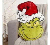 Coco Moon The Grinch Head - Cuscino decorativo natalizio in peluche, per letto, divano, lettura, accessori per la casa