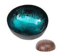 Coco - per cereali lucidata, decorazione per la casa per ufficio, casa, per servire frutta, nocciole, chiavi, 12-14 cm, guscio di cocco naturale per tavolo, insalatiere, contenitore per