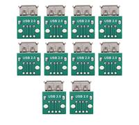 Cocoarm 10Pcs USB Tipo A Femmina Socket Board, Adattatore DIP Connettore con 4 Pinnetti Etichettati su PCB, per Alimentazione USB Fai da Te e Progettazione Breadboard
