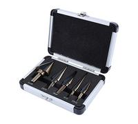 Cocoarm 5Pcs HSS Steel Step Drill Bit Step Drill Ti Drill Bit End Bit Step Drill Kit Step Drill Bits Cobalto Taper End Mills Punte per Trapano a Gradino, con alloggiamento in Alluminio