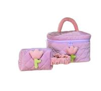 Cocoarm Borsa per Cosmetici Borsa da Toilette in Velluto a Coste di Grande capacità con Cerniera e Maniglia per il Trasporto Custodia Morbida a Tulipano per Viaggi di Uso Quotidiano per Ragazze