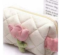 Cocoarm Borsa per Cosmetici Borsa da Toilette in Velluto a Coste di Grande capacità con Cerniera e Maniglia per il Trasporto Custodia Morbida a Tulipano per Viaggi di Uso Quotidiano per Ragazze