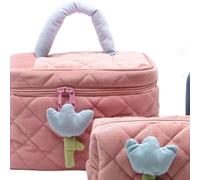 Cocoarm Borsa per Cosmetici Borsa da Toilette in Velluto a Coste di Grande capacità con Cerniera e Maniglia per il Trasporto Custodia Morbida a Tulipano per Viaggi di Uso Quotidiano per Ragazze