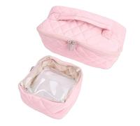 Cocoarm Borsa per Cosmetici da Viaggio Organizer per Cosmetici in Cotone con Scomparti Multipli 9,8 X 5,5 X,1 Pollici Custodia per Resistente all'Acqua con Custodia Trasparente per Viaggi