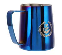 Cocoarm Coffee Art Cup, Brocca per Schiuma di Latte in Acciaio Inossidabile 304, Tazza da caffè con Becco Appuntito da 350 Ml con Manico Grande per Baristi Domestici e Caffetteria Latte Art (BLUE)