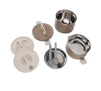 Cocoarm Contenitore per Alimenti Coibentato in Acciaio Inossidabile 304 Lunch Box Termico Impilabile Rotondo con Cucchiaio Multi Scomparto Resistente Alle Perdite per Scuola, Ufficio, Viaggi,