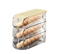 Cocoarm Contenitore per Uova da Frigorifero da 3 Pezzi, Contenitore per Uova Impilabile in Plastica con Design a Rotolamento Automatico, Accesso Al Cassetto Estraibile, Struttura Sigillata per