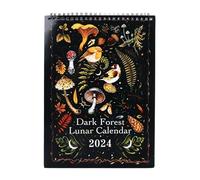 Cocoarm Dark Forest 2024 - Calendario lunare, carta rivestita, fasi lunari, con cordino, per ufficio di famiglia, Come in foto