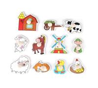 Cocoarm Educational Cognitive Puzzle, Wooden Toy for Kids with Number Animal Fruit Pattern Learning Game Parent-Child Interaction Smooth Grip (A3006 (Animale))