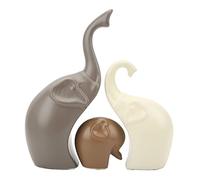 Cocoarm Elefante in Ceramica da 3 Pezzi, Scultura di Elefante in Stile Moderno in Ceramica Bianca con Impermeabile, Realistico e Tre Elefanti per la Decorazione della Libreria del